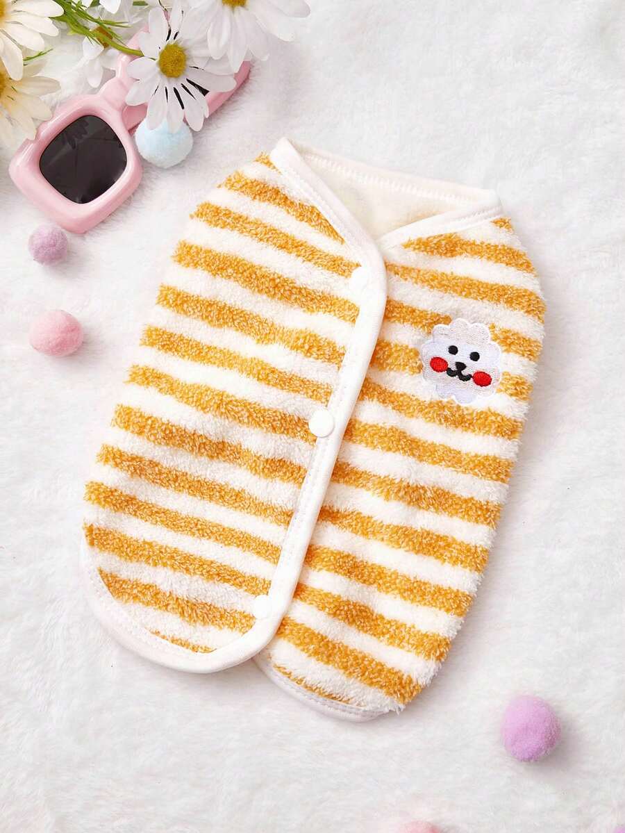 PETSIN 1 buah Jaket Hewan Peliharaan 2 in 1 Lucu dengan Lapisan Termal dan Tali Pengikat untuk Musim Gugur/Dingin - Kuning - View 1