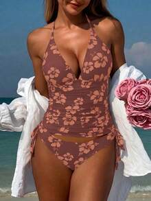 Swim Mod Bộ bikini hai mảnh họa tiết hoa nhí nhiệt đới dành cho nữ, trang phục nghỉ dưỡng thường ngày. - Nhiều màu - Xem 4