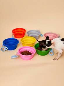 PETSIN Pet Foldable Bowl, Silicone Dog Bowl, Spill-Proof Outdoor Cat And Dog Feeding Utensil, Dog Feeding Basin, Dog Water Bowl, Pet Supplies, Dog Food Bowl - Multicolor - View 2