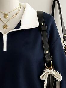 Lalippa Plus Size Color Block Drop Shoulder Loose Minimalist Fashion Sweatshirt