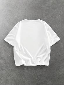 ROMWE MEN Street Life 男士功能性仿马甲印花圆领短袖休闲T恤 - 黑與白 - 查看 9