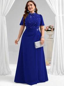 Coutiva Đầm dạ hội cỡ lớn (được trang trí cầu kỳ) - Xanh đậm - Xem 3