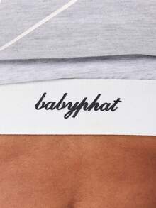 BABYPHAT Logo Casual Lounge Shorts With Elastic Waistband And Signature Script Print - Light Grey - View 4