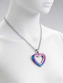Glass Cremation Jewelry Necklace For Ashes Heart Memorial Lockets For Ashes Stainless Steel Keepsake Urn Ashes Pendants Valentine's Day Gift - Multicolor - View 4