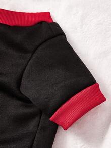 PETSIN 1 Pc Red Cherry Letter Printed Pet With Red Patchwork Black Casual Style Autumn And Winter Thick Warm Pet Clothes - Multicolor - View 5