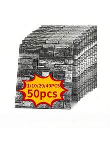 3D自粘墙纸，软PVC材质，防水防潮，可移除，即撕即贴，钻石几何砖纹图案，白色、灰色、黑色可选，现代家居装饰，易于安装，适用于卧室、客厅、厨房、办公室装修、出租公寓DIY项目、家居装修等，热销产品。 - 岩石黑 - 查看 7
