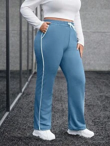 EURMUSE Women's Drawstring Waist Pockets Casual Sweatpants - Baby Blue - View 4