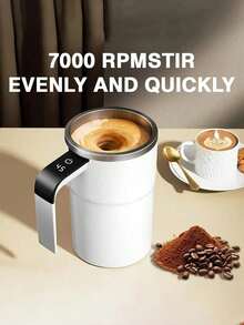 Teckwe USB自动搅拌咖啡杯，带智能温度显示功能的磁吸式自动搅拌咖啡杯，适用于家庭和办公室，旅行水杯/车载杯，便携易清洗，电池容量：200mAh