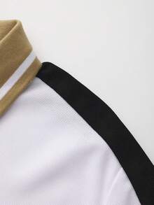 Calvornis 男士騎士印花休閒百搭通勤短袖 Polo 衫 白色高爾夫球衫 正式款 - 白色 - 查看 6