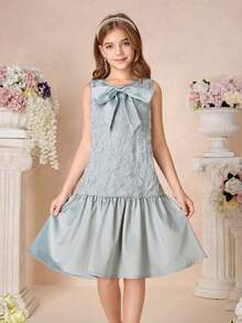 Pitira Đầm không tay cổ tròn, xếp ly, màu trơn, chất liệu satin, đính hạt cườm, thêu họa tiết, phối nhiều mảnh, trang trí nơ, viền bèo nhún, kiểu dáng công chúa lộng lẫy, phù hợp cho các dịp trang trọng, tiệc tùng, sinh nhật, mặc hàng ngày, lễ hội, họp mặt gia đình và các sự kiện đặc biệt, mặc cùng chị em gái, dễ thương, thanh lịch, ngọt ngào, phong cách retro, phù hợp cho mùa tựu trường. - màu xanh lá - Xem 1