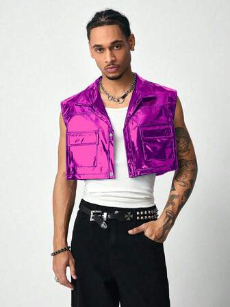 Street Life Herren einfarbige modische Kurzweste