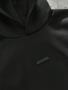 AXEPEAK Men's Autumn And Winter Hooded Sweatshirt Fashion Letter Towel Embroidery Loose Version Top - Black - View 3