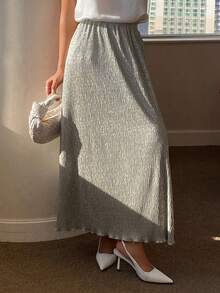 DAZY Women's Fashionable Casual Lettuce Hem Skirt Carnival - Silver - View 2