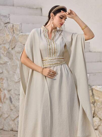 Al Najma Konservativ bandklänning i arabisk stil för kvinnor