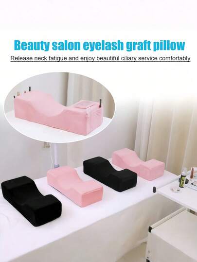 Almohada especial para el cuello para salones de belleza de pestañas - Almohada cómoda de terciopelo y espuma de memoria para proteger el cuello durante la adhesión de pestañas de belleza y los procedimientos de maquillaje.