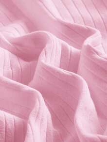 SHEIN EZwear Áo thun dài tay cổ bèo dáng rộng màu hồng dành cho nữ, kiểu dáng thường ngày. - Hồng - Xem 6