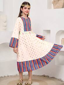 SHEIN 少女休闲圆领短袖连衣裙 - 彩色 - 查看 3