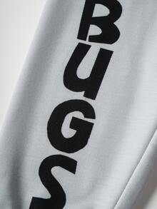 LOONEY TUNES X SHEIN Baby Boy Casual Everyday Commute Cute Cartoon Rabbit Print Crew Neck Sweatshirt And Sweatpants Sports Suit, Suitable For Spring, Autumn And Winter - Grey - View 8