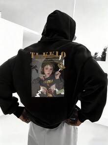 Hombre005-1 ¡Oferta limitada! Sudadera con capucha Cremallera Sudadera con capucha y cremallera unisex de alta calidad. Cálida, cómoda y trendy  ahorra hoy en tu básico de temporada Camiseta con diseños atrevidos y modernos, featuring un modelo atractivo en el trasero, con letras destacadas y elementos gráficos interesantes - Negro - Ver 1