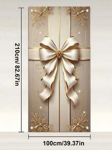 Elegante faixa de porta com laço branco e dourado, decoração de Natal e inverno, 89 x 178 cm, poliéster. - Multicolorido - Ver 7