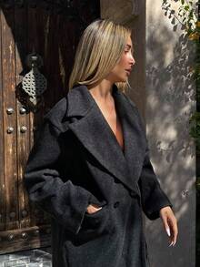 Mélanie ORL 休闲立领长款大衣 - 黑色 - 查看 6