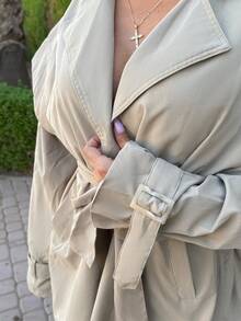 Mélanie ORL 女士时尚设计风衣，秋季 - 卡其色 - 查看 5