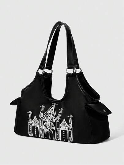 Goth Bolso de lona con diseño de castillo y fuegos artificiales de Baddie Dreamland