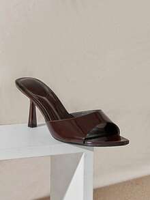 SHUZIA Sandalias de tacón de aguja puntiagudas y sexys minimalistas para mujer - Marrón Chocolate - Ver 4