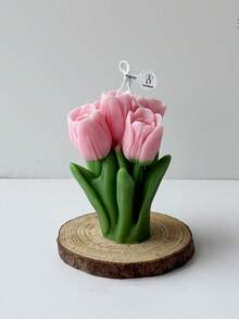 Muroi Mono 1束郁金香花束，香氛蜡烛，手工花卉香氛摆件，情人节礼物，婚礼纪念品，适合生日派对和婚礼场地 - 彩色 - 查看 2