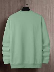 Manfinity Homme Men's Letter Print Crew Neck Long Sleeve Casual Loose Fit Sweatshirt, Autumn