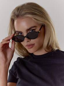 MUSERA Tortoise Shell Oval Clear Lenses Faux Glasses - Black - View 3