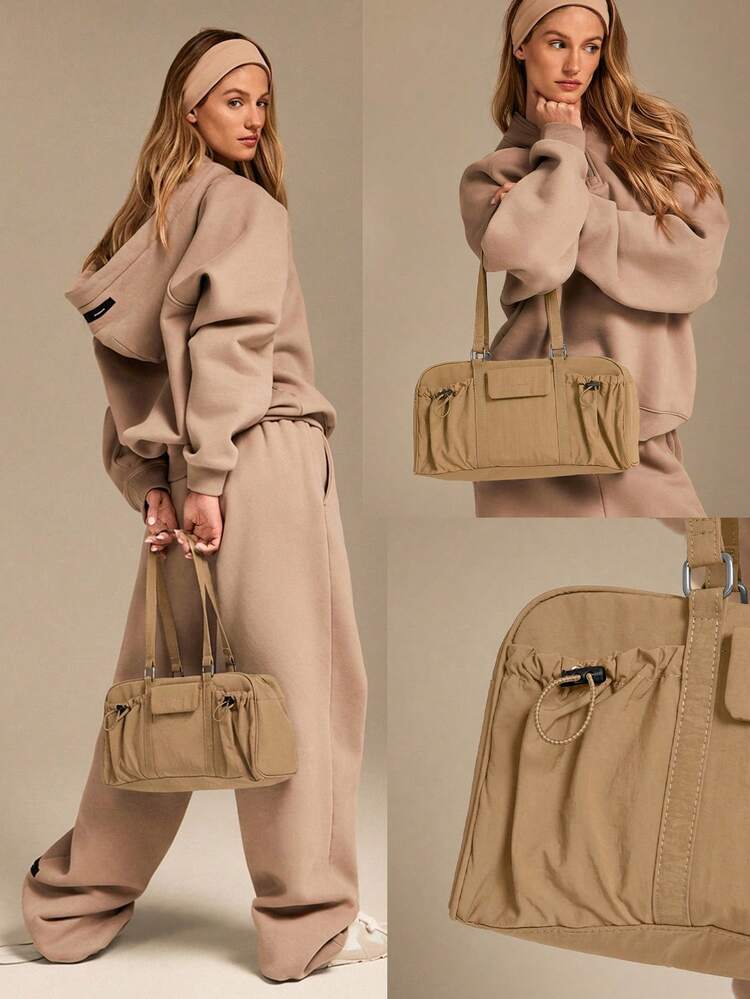 6L Hydro Hustle Water-Repellent Exterior Drawstring Snap Closure Zipper Flap Pockets Compartments Shoulder Duffle Bag Gym Studio Travel Vacation Holiday Daily Casual Wear