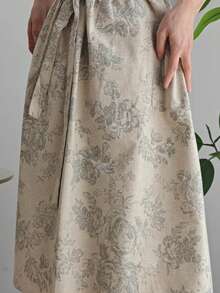 Madebyblanc Delantal elegante de estilo coreano para mujer, delantal de algodón y lino impermeable, delantal sin mangas de estilo japonés-coreano con lazo en la cintura, uniforme de trabajo para cocinar, adecuado para jardinería, florería y limpieza - Correa ajustable, ropa de trabajo con lazo trasero, tela con diseño de flores, para escuelas, uso privado - Ideal para maestros, cuidadores, aficionados - Multicolor - Ver 8