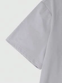 Claim Dot Plus Size Men's Letter Embossed Round Neck Short Sleeve Casual Versatile T-Shirt Oversized T - Grey - View 5