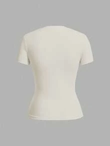 Tseoso 两件套基础款圆领短袖T恤，棕色和浅杏色，休闲简约风，适合春夏穿着 - 彩色 - 查看 5