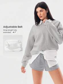 GLOWMODE 1 L  Zipper  Everywhere  Belt  Bag  Water  Repellent  Waist  Crossbody  Bags  With  Adjustable  Strap  Valentine's  Day - milky white - View 5