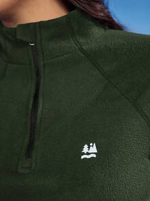 In My Nature 女士休闲立领户外抓绒外套，秋冬季 - 綠色 - 查看 6