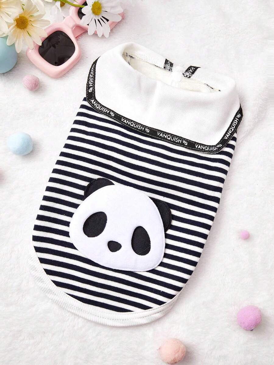 PETSIN Autumn And Winter New Pet Dog And Cat Puppy Clothing, Three-Dimensional Panda-Style Thick Cardigan Jacket Suitable For Leash Use. - Black - View 1