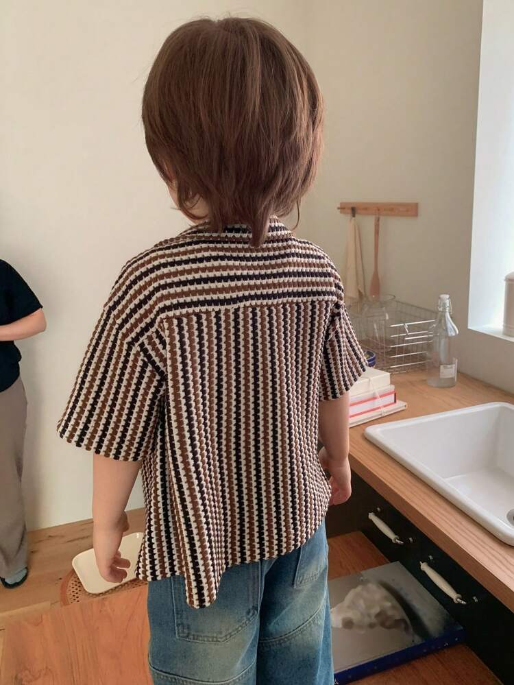 Baby Boys Striped Polo Collar Short Sleeve Top, Spring/Autumn Long Sleeve Tops Women