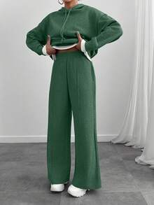 Bộ áo nỉ và quần nỉ oversize màu xám marl dành cho nữ - Màu xanh lá cây đậm - Xem 3