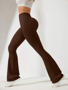 SHEIN Velisys 2pcs Seamless Knit V-Waist Flare Leg Yoga Pants For Women - Multicolor - View 5