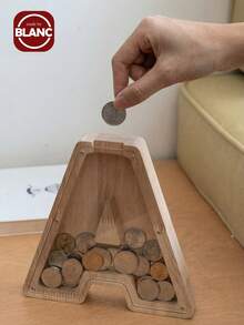 Madebyblanc 木制大号字母储蓄罐 带首字母的存钱罐 硬币存钱罐 生日、圣诞节、节日趣味礼物