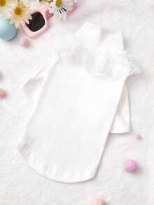 PETSIN Autumn And Winter Bottoming Knit Sweaters, Cute Princess-Style Pet Clothing, Winter Warm Dog Clothes, Autumn And Winter Bottoming Knit Sweaters (Suitable For Bichon Frise, Pomeranian, Teddy Dogs), Sweet Two-Legged Tops For Both Cats And Dogs, Fashionable Basic Bottoming Sets For Small Dogs - White - View 11