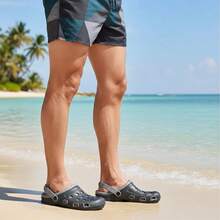 Sandalia Chanclas tipo zueco hombre ligera resistente ventilación cómoda playa piscina antideslizante verano casual ajuste práctico doble color - Black and Grey - Ver 3