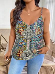 Breezaya Áo hai dây hở lưng dáng rộng dành cho nữ, họa tiết paisley, thích hợp cho kỳ nghỉ. - Nhiều màu - Xem 4