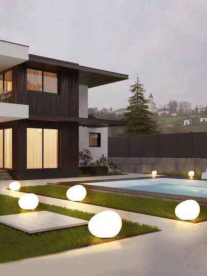 2PCS Glow Solar-Powered Polyresin Stones - Self-Charging Pathway Accent Lights For Zen Garden & Lawn Ambiance Decor, Weatherproof Landscape Lighting