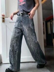 DAZY Women's Fully Rhinestoned Korean Style Glittering Distressed Versatile Heavy-Duty Denim Jeans - Blue - View 6