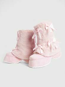 Sugerpunk 女士厚底可爱街头风校园中筒靴 - 淺粉色 - 查看 4