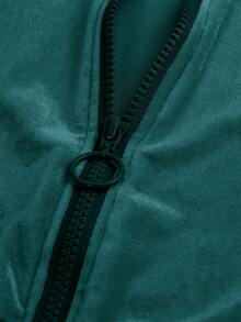 SHEIN Tween Girls' Velvet Hoodie & Sweatpants Set, Casual Sportswear - Green - View 9