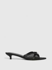 CUCCOO SZL 女士尖头蝴蝶结装饰优雅高跟凉鞋 - 黑色 - 查看 2